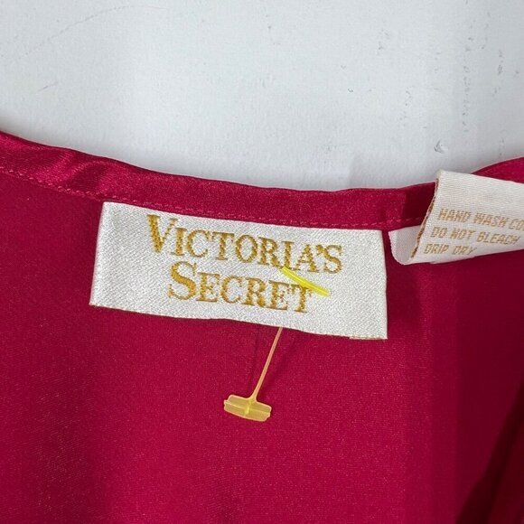 Victorias Secret Gold Label Slip Dress Size M Pink Satin Embroidered Semi Sheer - Picture 5 of 7